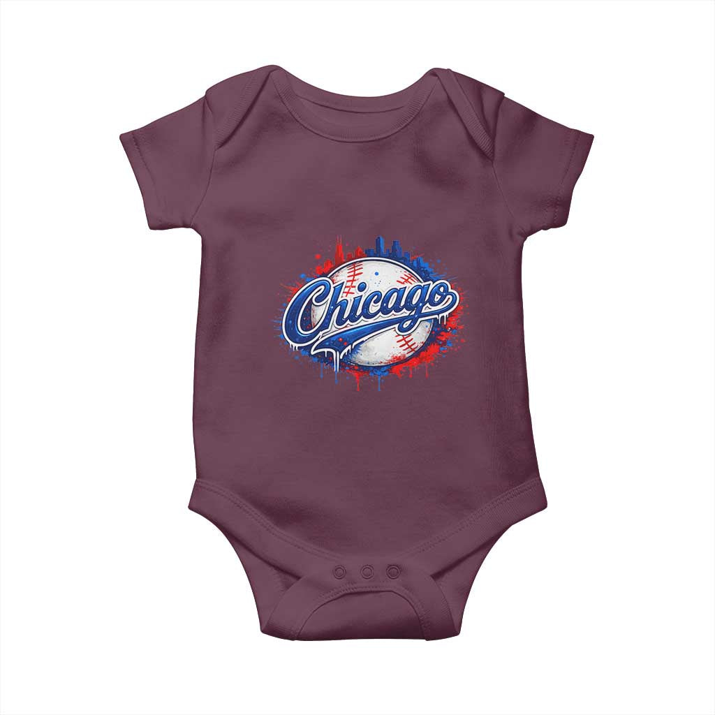 Chicago Pride Dripping Baseball Graphic Baby Onesie
