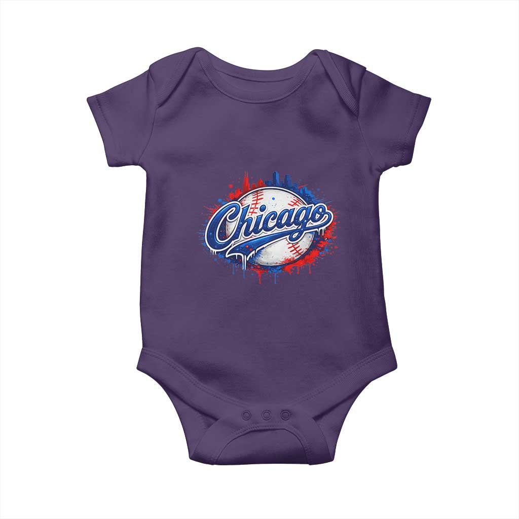 Chicago Pride Dripping Baseball Graphic Baby Onesie