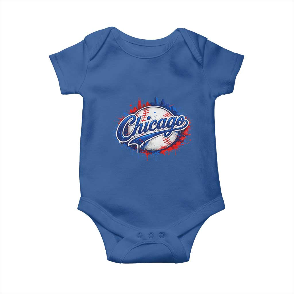 Chicago Pride Dripping Baseball Graphic Baby Onesie