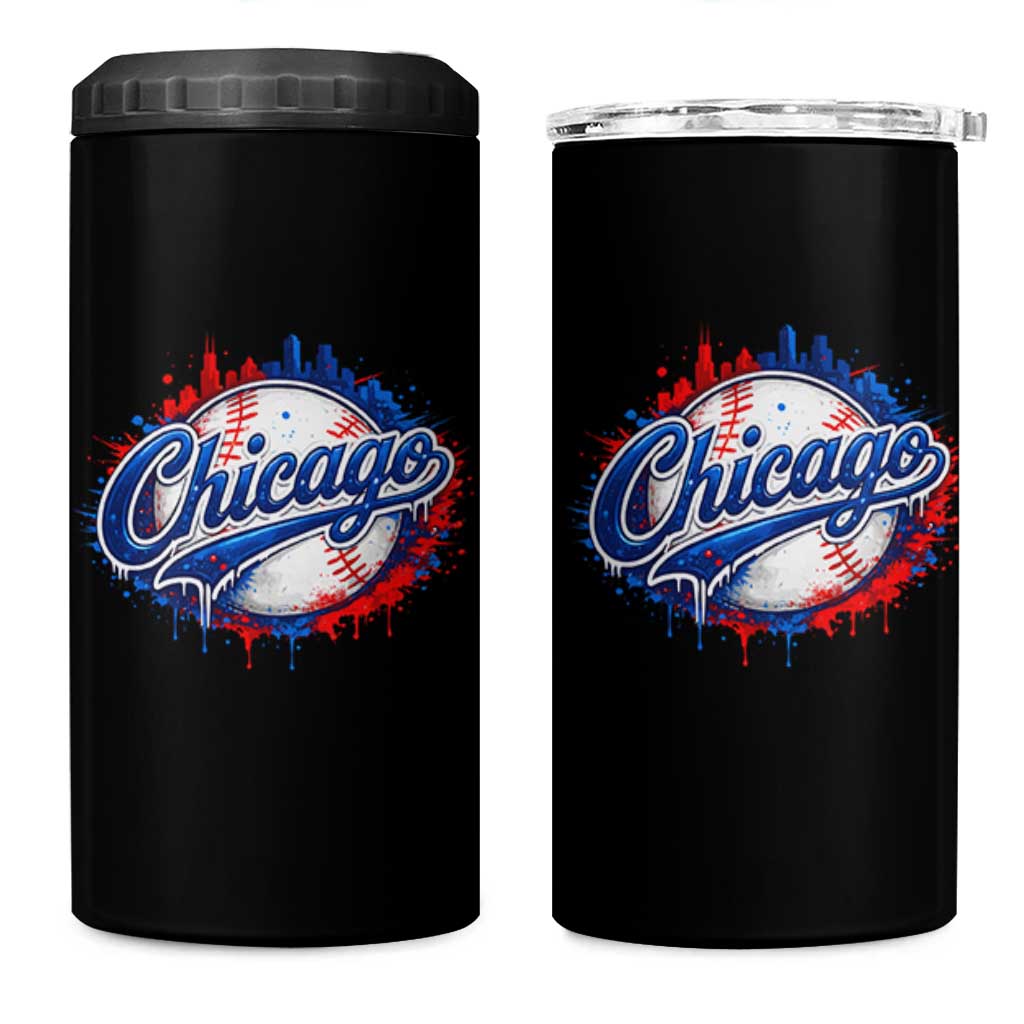Chicago Pride Dripping Baseball Graphic 4 in 1 Can Cooler Tumbler