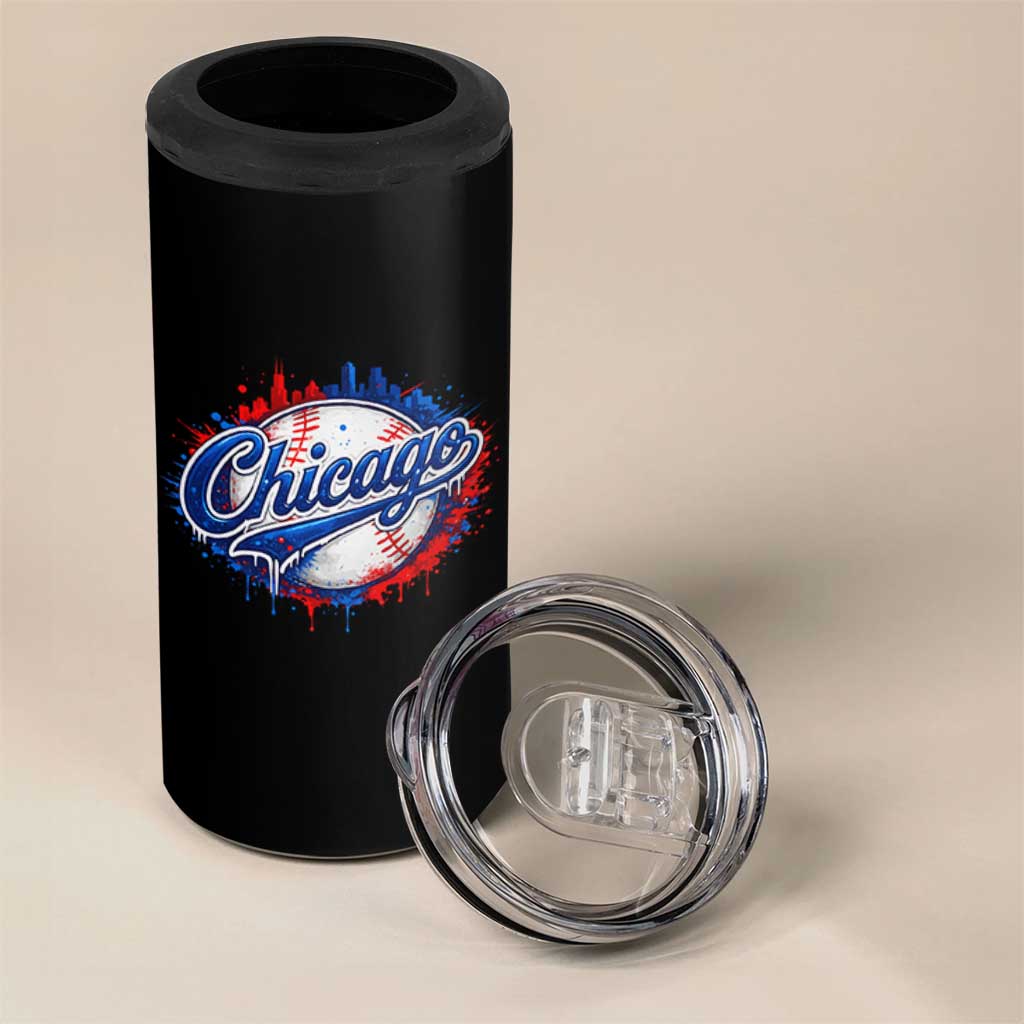 Chicago Pride Dripping Baseball Graphic 4 in 1 Can Cooler Tumbler