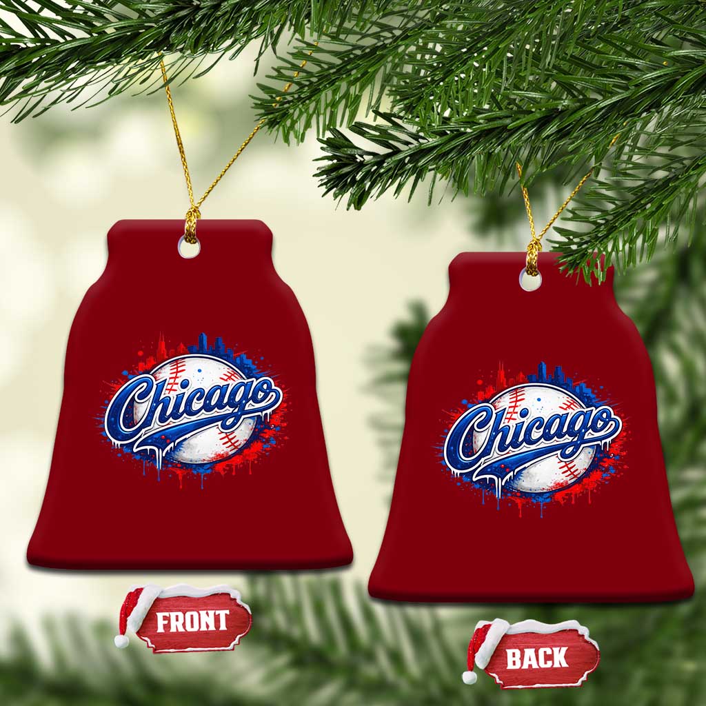 Chicago Pride Dripping Baseball Graphic Ceramic Ornament