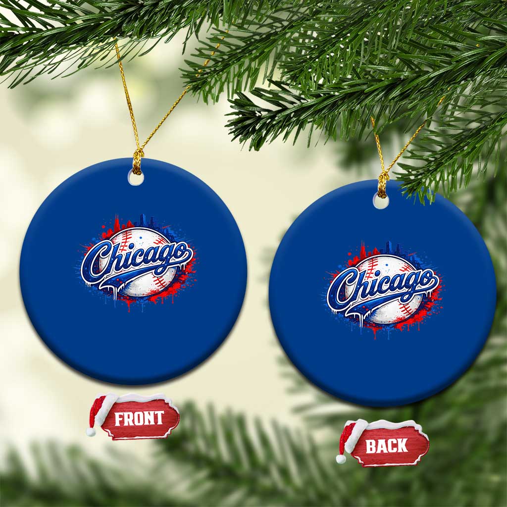 Chicago Pride Dripping Baseball Graphic Ceramic Ornament