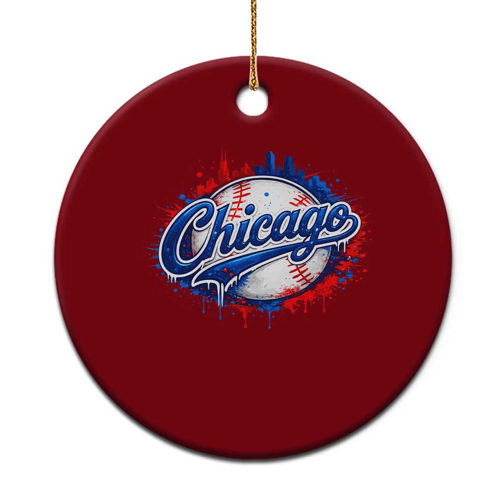 Chicago Pride Dripping Baseball Graphic Ceramic Ornament