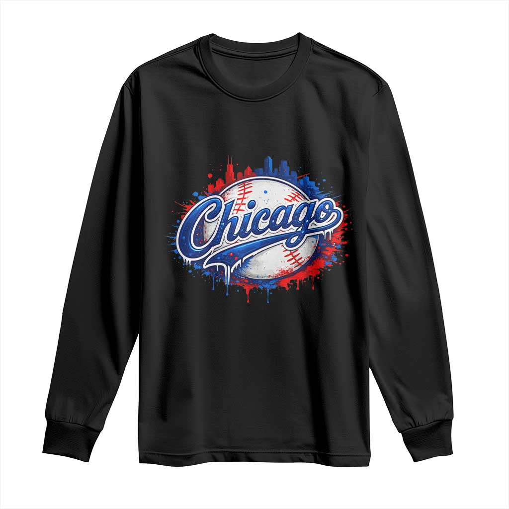 Chicago Pride Dripping Baseball Graphic Long Sleeve Shirt