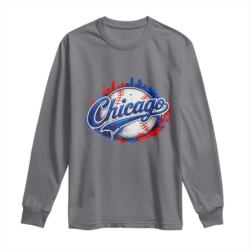 Chicago Pride Dripping Baseball Graphic Long Sleeve Shirt