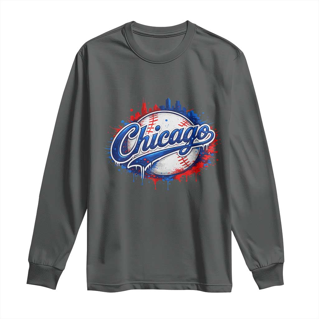 Chicago Pride Dripping Baseball Graphic Long Sleeve Shirt
