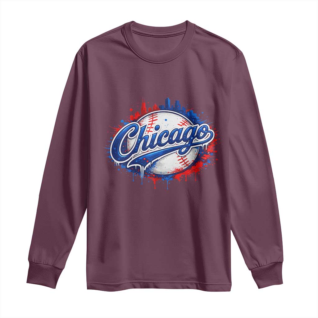 Chicago Pride Dripping Baseball Graphic Long Sleeve Shirt