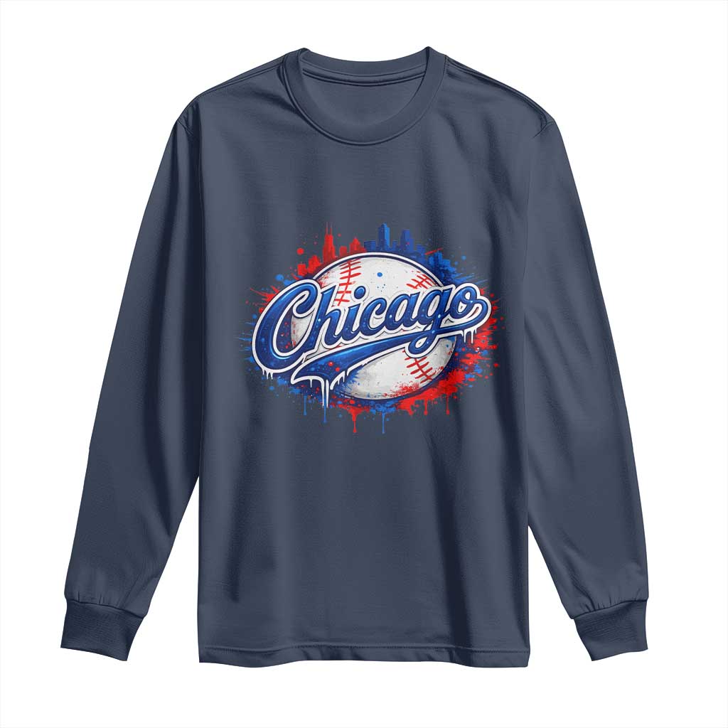 Chicago Pride Dripping Baseball Graphic Long Sleeve Shirt