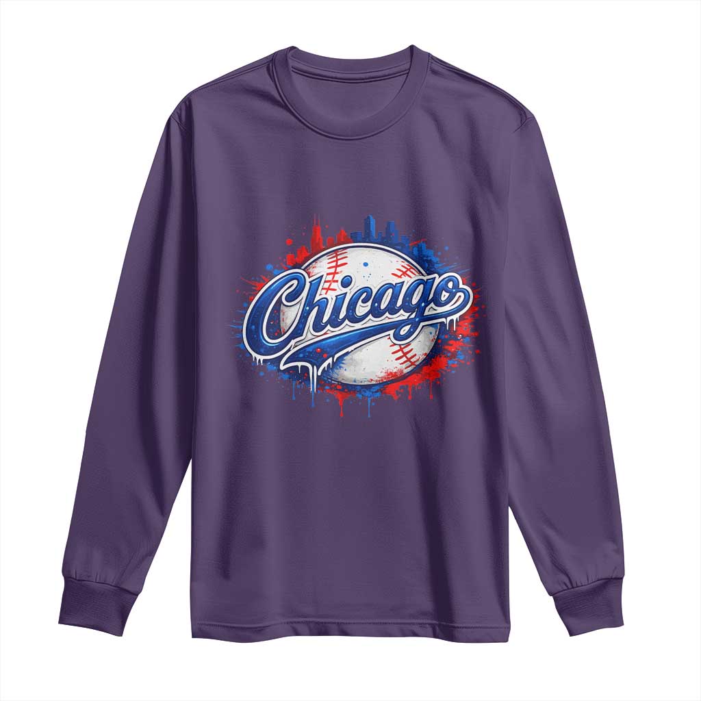 Chicago Pride Dripping Baseball Graphic Long Sleeve Shirt