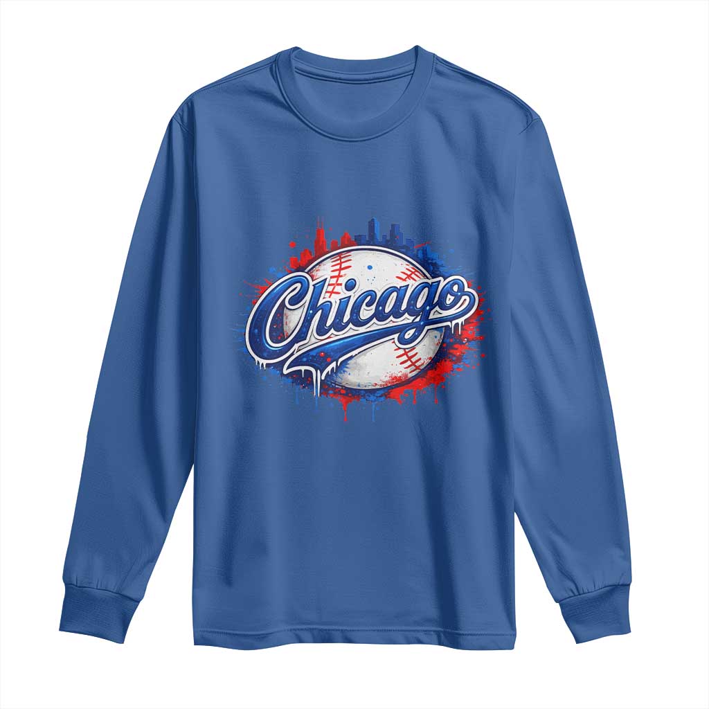 Chicago Pride Dripping Baseball Graphic Long Sleeve Shirt