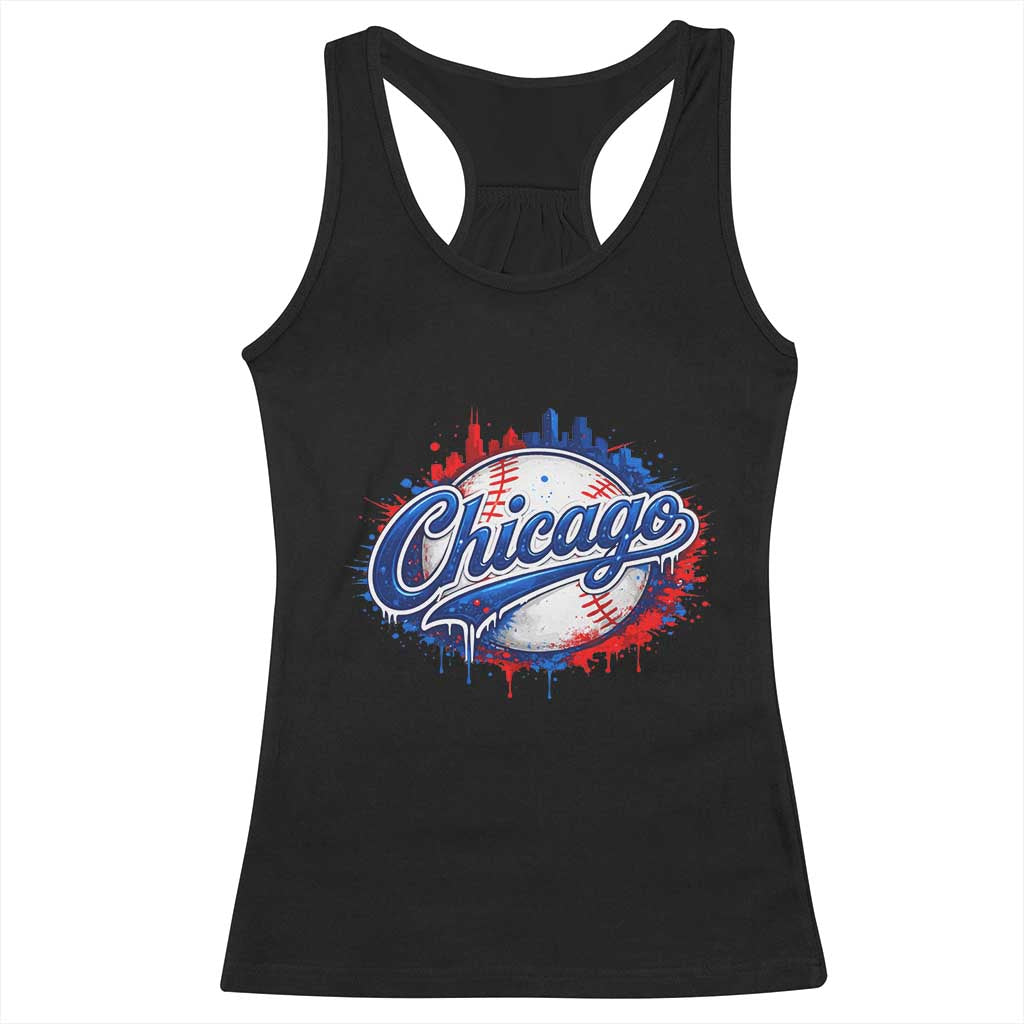 Chicago Pride Dripping Baseball Graphic Racerback Tank Top