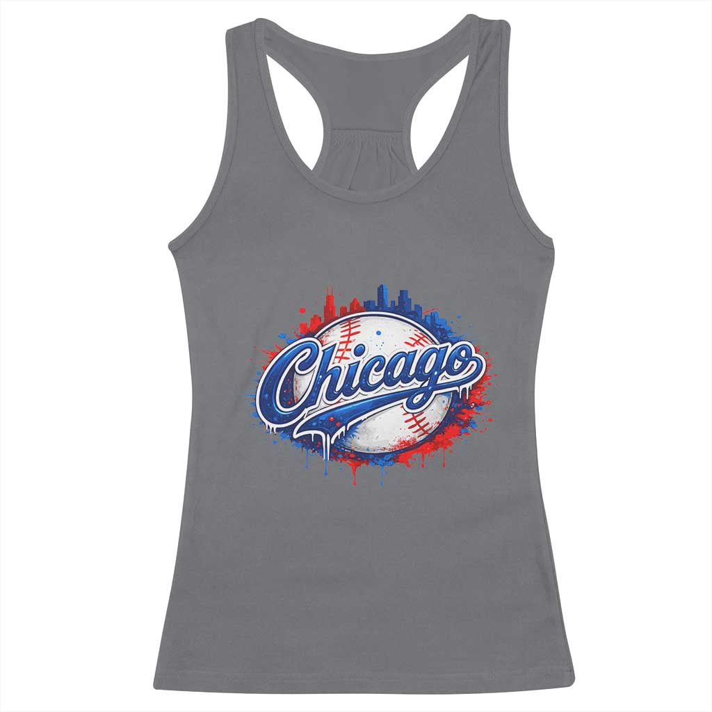 Chicago Pride Dripping Baseball Graphic Racerback Tank Top