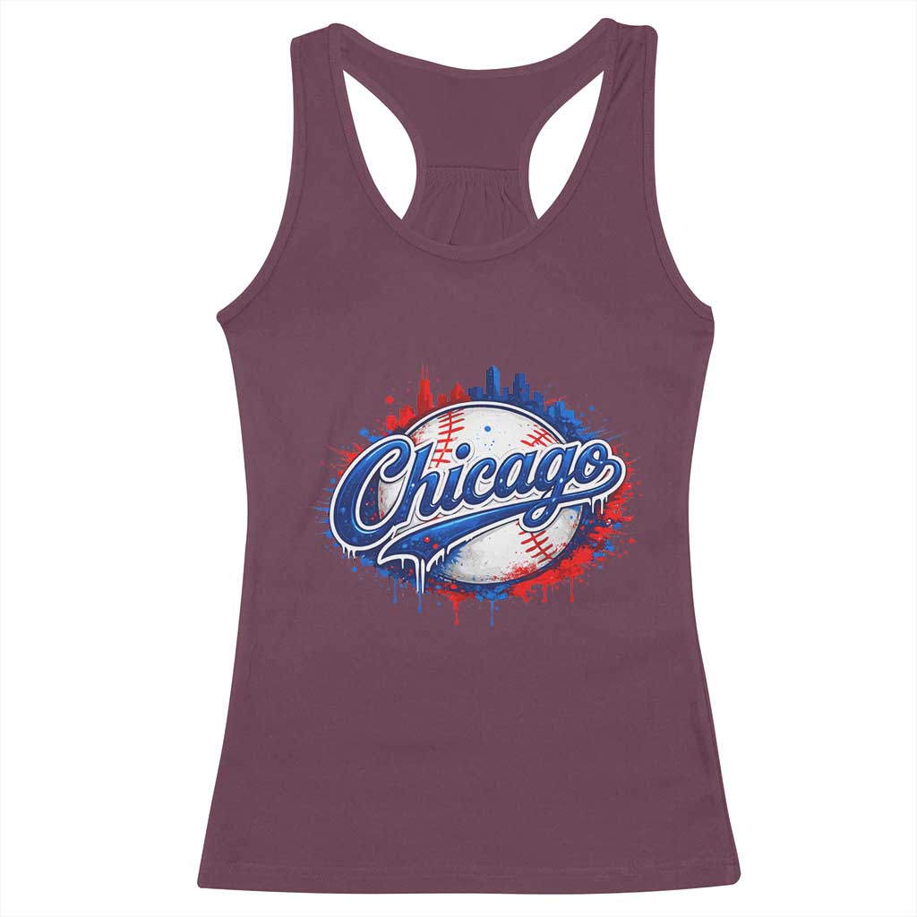 Chicago Pride Dripping Baseball Graphic Racerback Tank Top