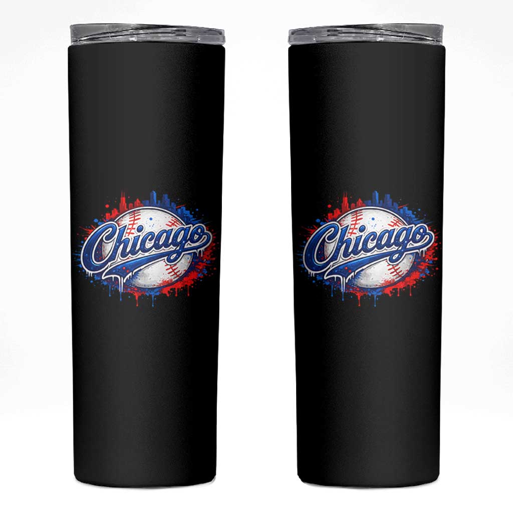 Chicago Pride Dripping Baseball Graphic Skinny Tumbler