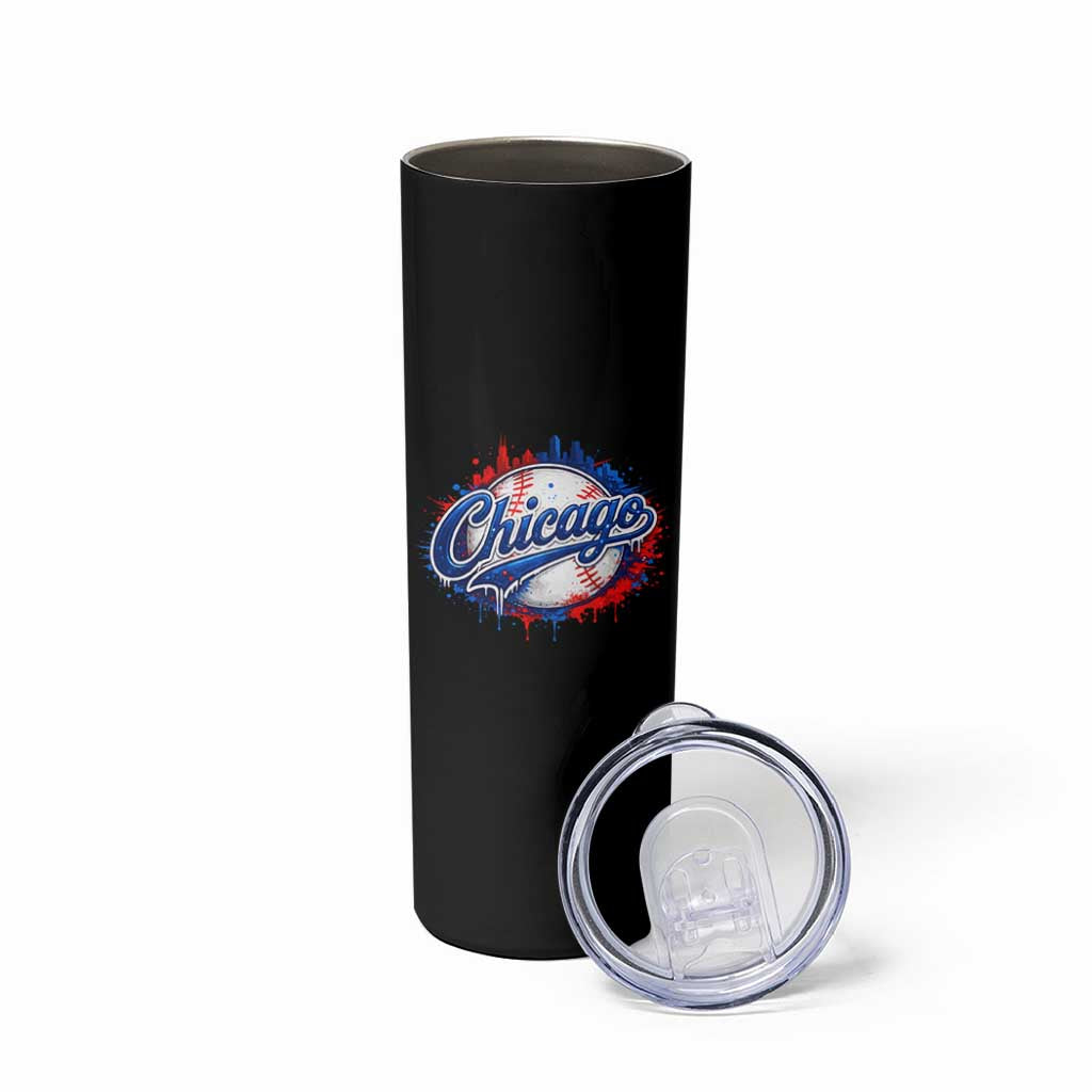 Chicago Pride Dripping Baseball Graphic Skinny Tumbler