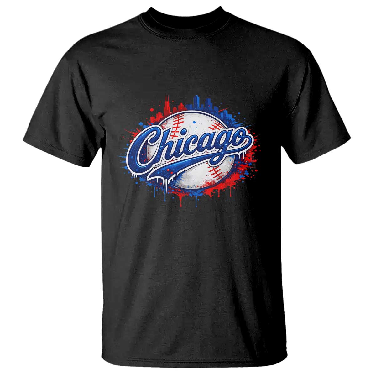 Chicago Pride Dripping Baseball Graphic T Shirt