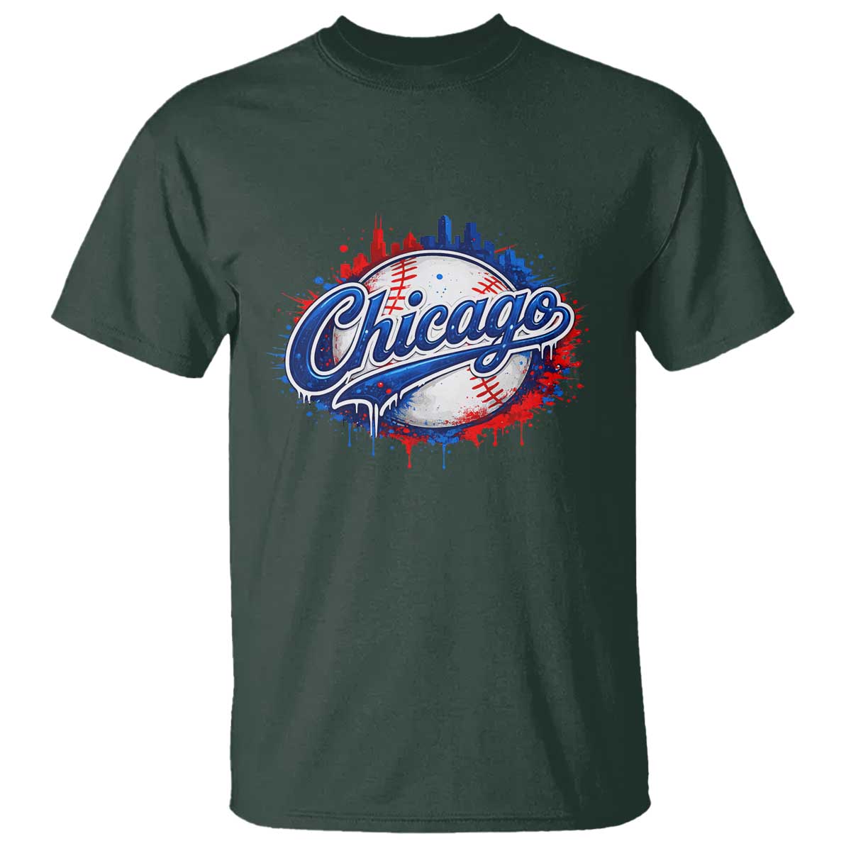 Chicago Pride Dripping Baseball Graphic T Shirt
