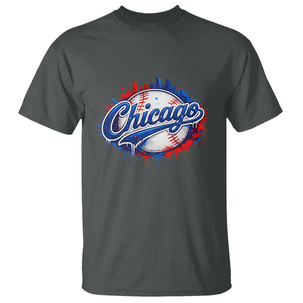 Chicago Pride Dripping Baseball Graphic T Shirt