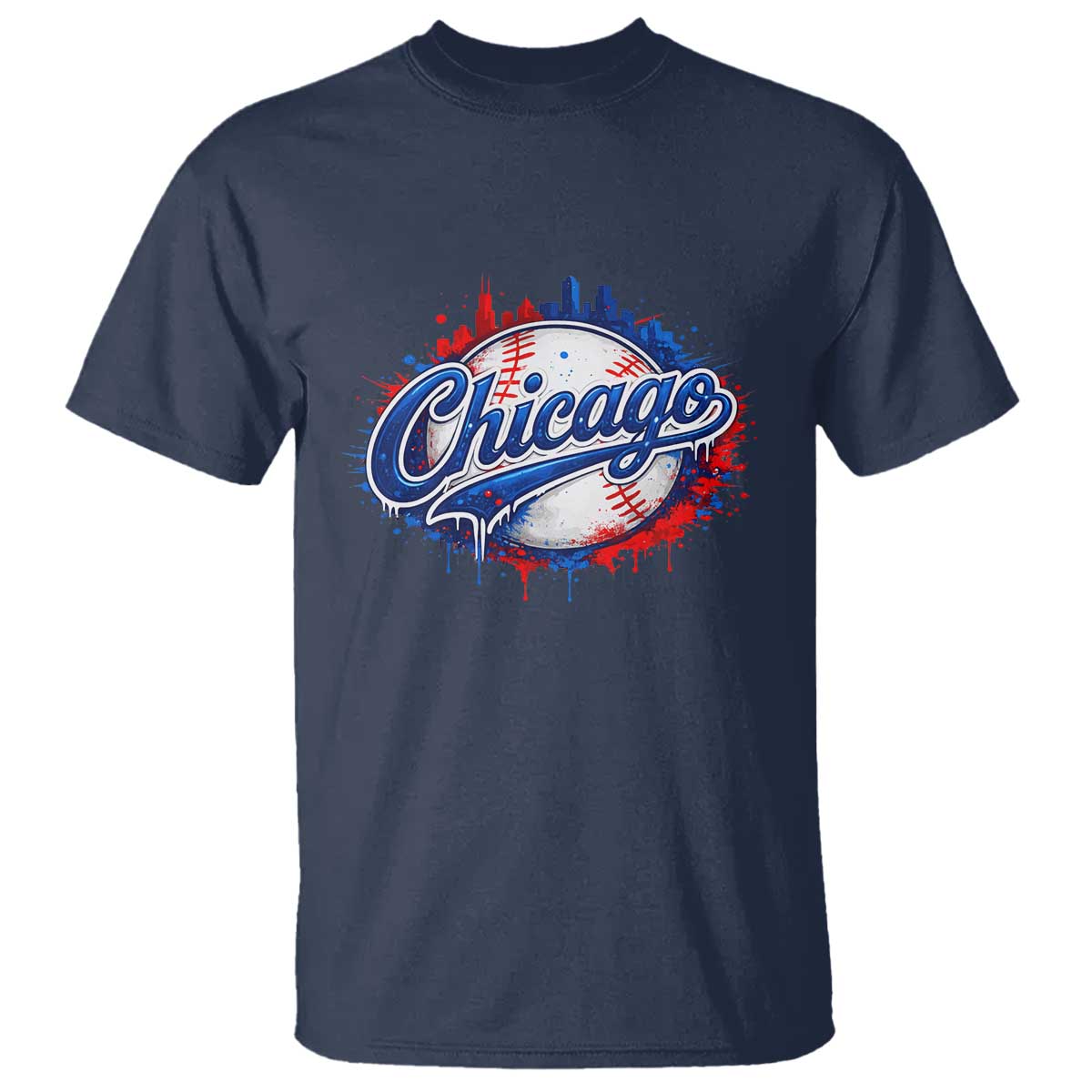 Chicago Pride Dripping Baseball Graphic T Shirt