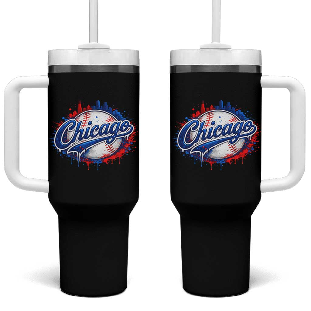 Chicago Pride Dripping Baseball Graphic Tumbler With Handle