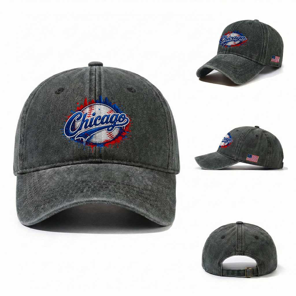 Chicago Pride Dripping Baseball Graphic Washed Cotton Baseball Cap