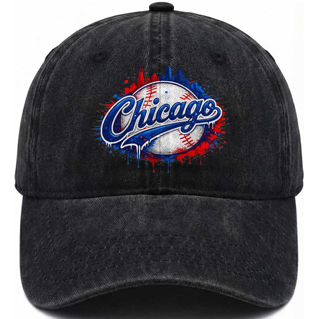 Chicago Pride Dripping Baseball Graphic Washed Cotton Baseball Cap