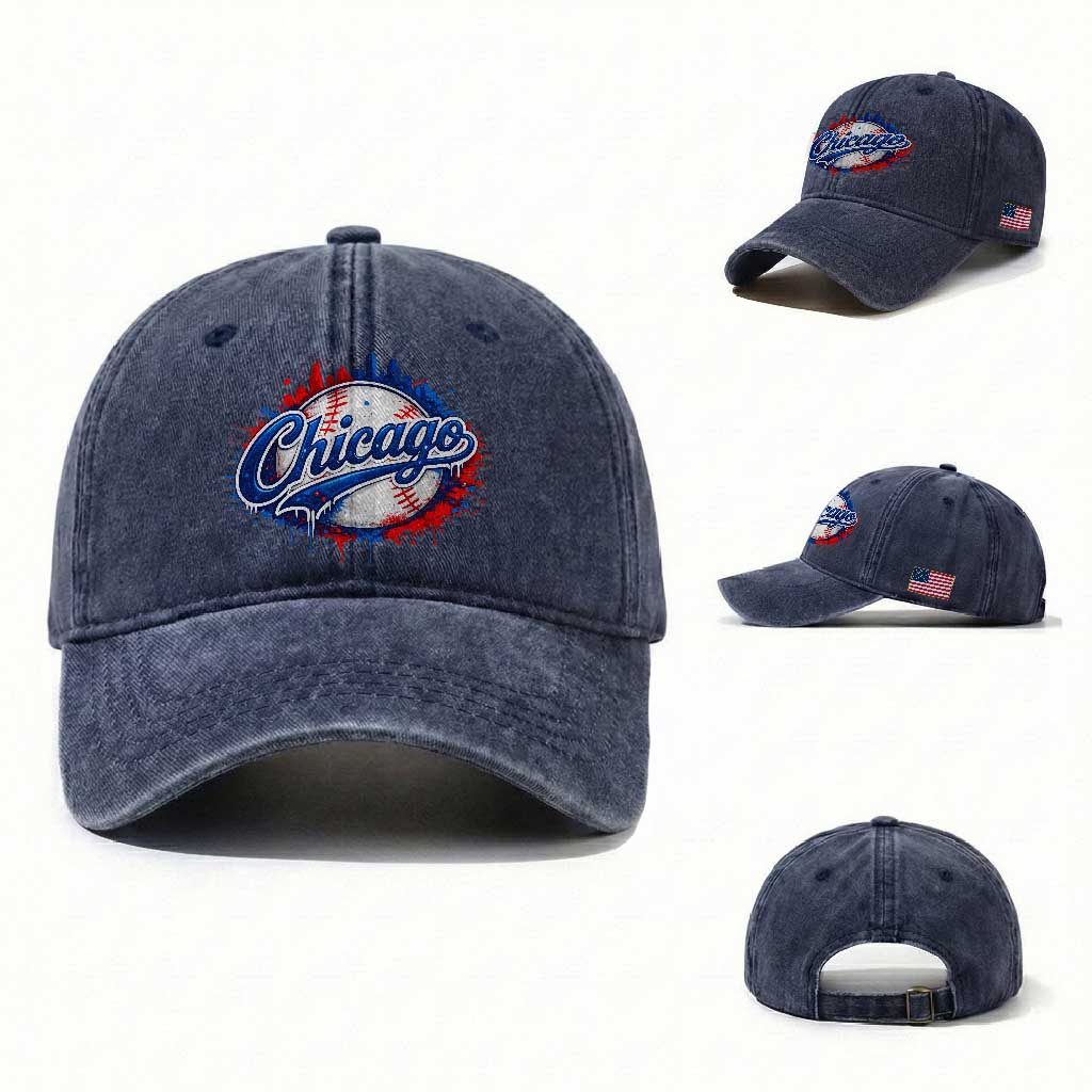 Chicago Pride Dripping Baseball Graphic Washed Cotton Baseball Cap