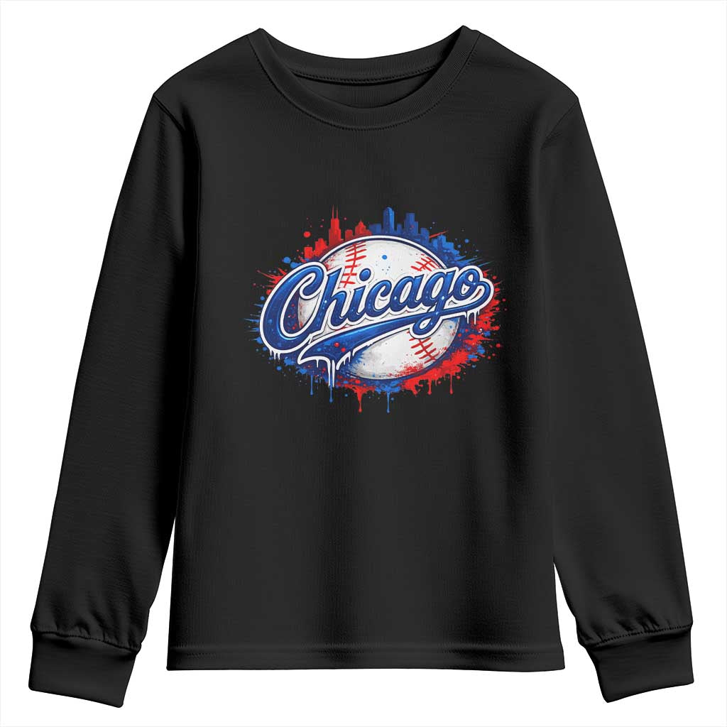 Chicago Pride Dripping Baseball Graphic Youth Sweatshirt