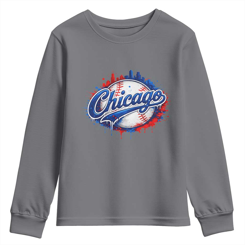 Chicago Pride Dripping Baseball Graphic Youth Sweatshirt