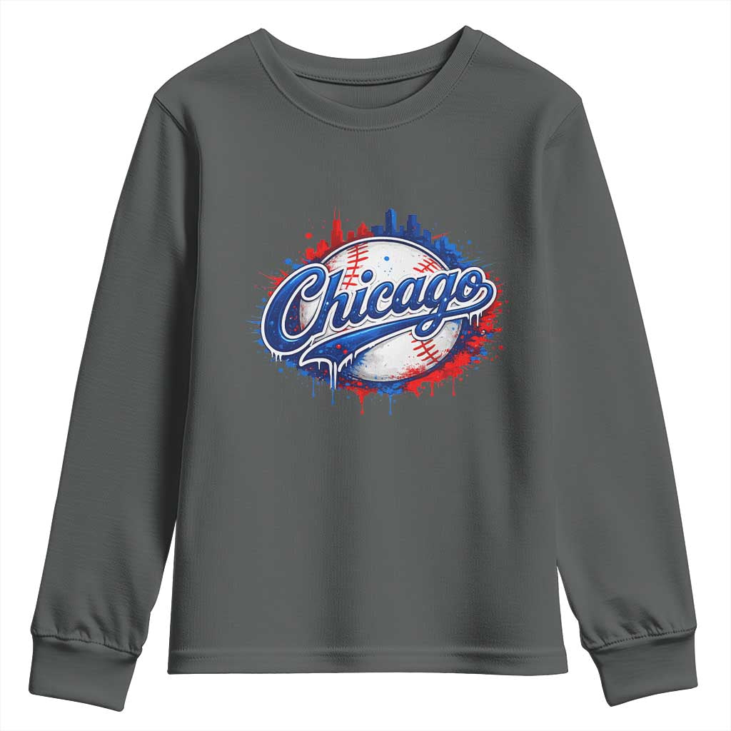 Chicago Pride Dripping Baseball Graphic Youth Sweatshirt