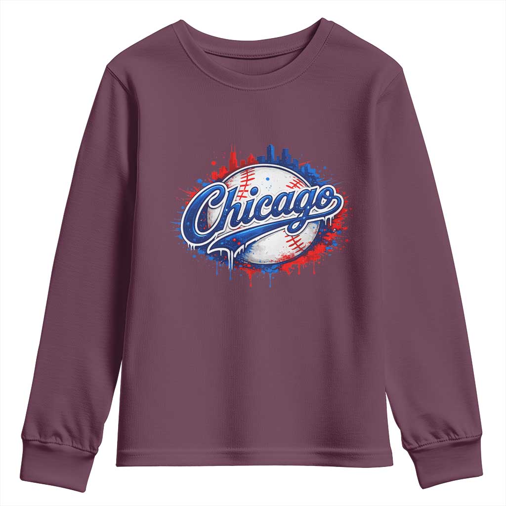 Chicago Pride Dripping Baseball Graphic Youth Sweatshirt