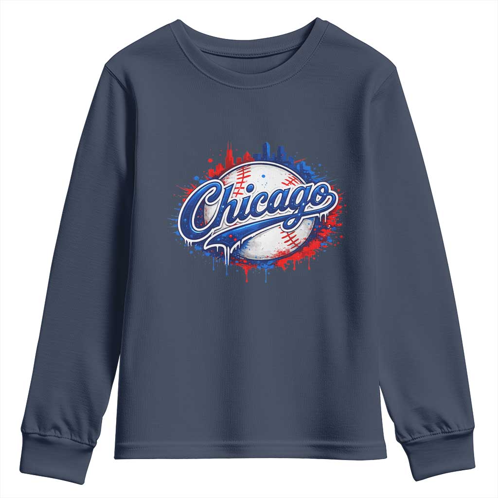 Chicago Pride Dripping Baseball Graphic Youth Sweatshirt
