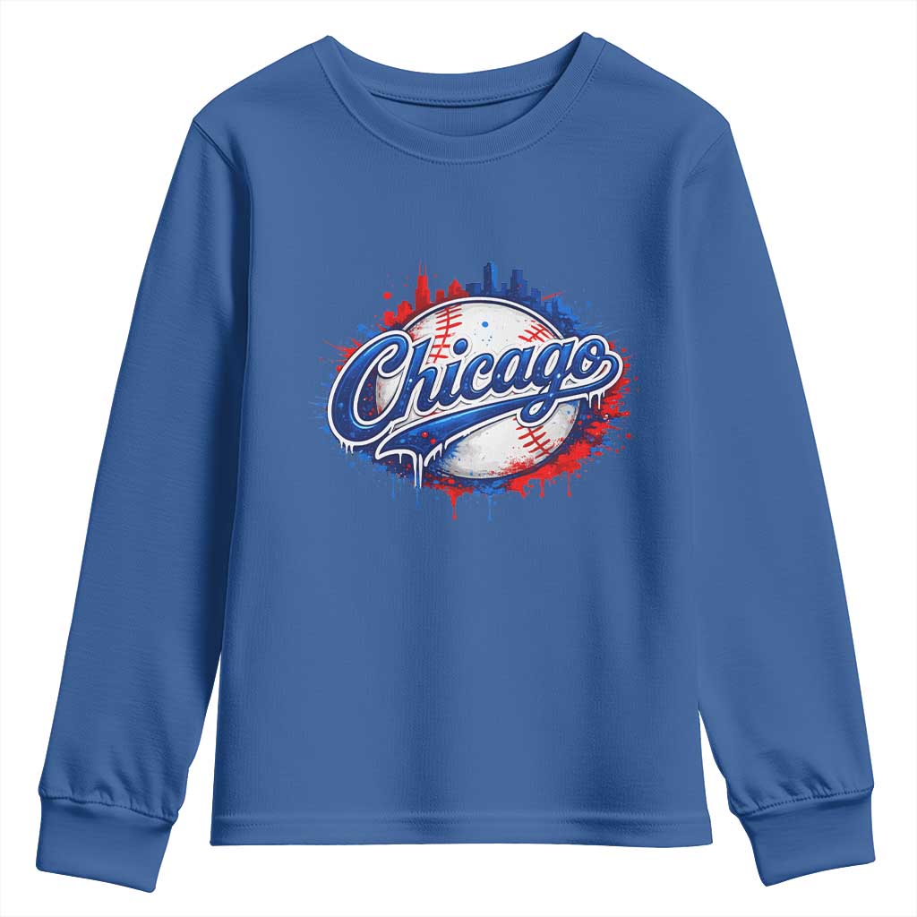 Chicago Pride Dripping Baseball Graphic Youth Sweatshirt