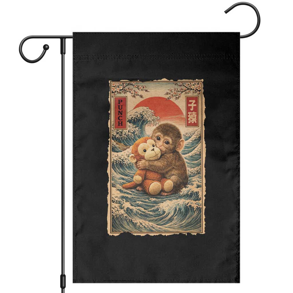 Kawaii Baby Monkey Punch Garden Flag Vintage Japanese Graphic Cute Macaque Ukiyo-e