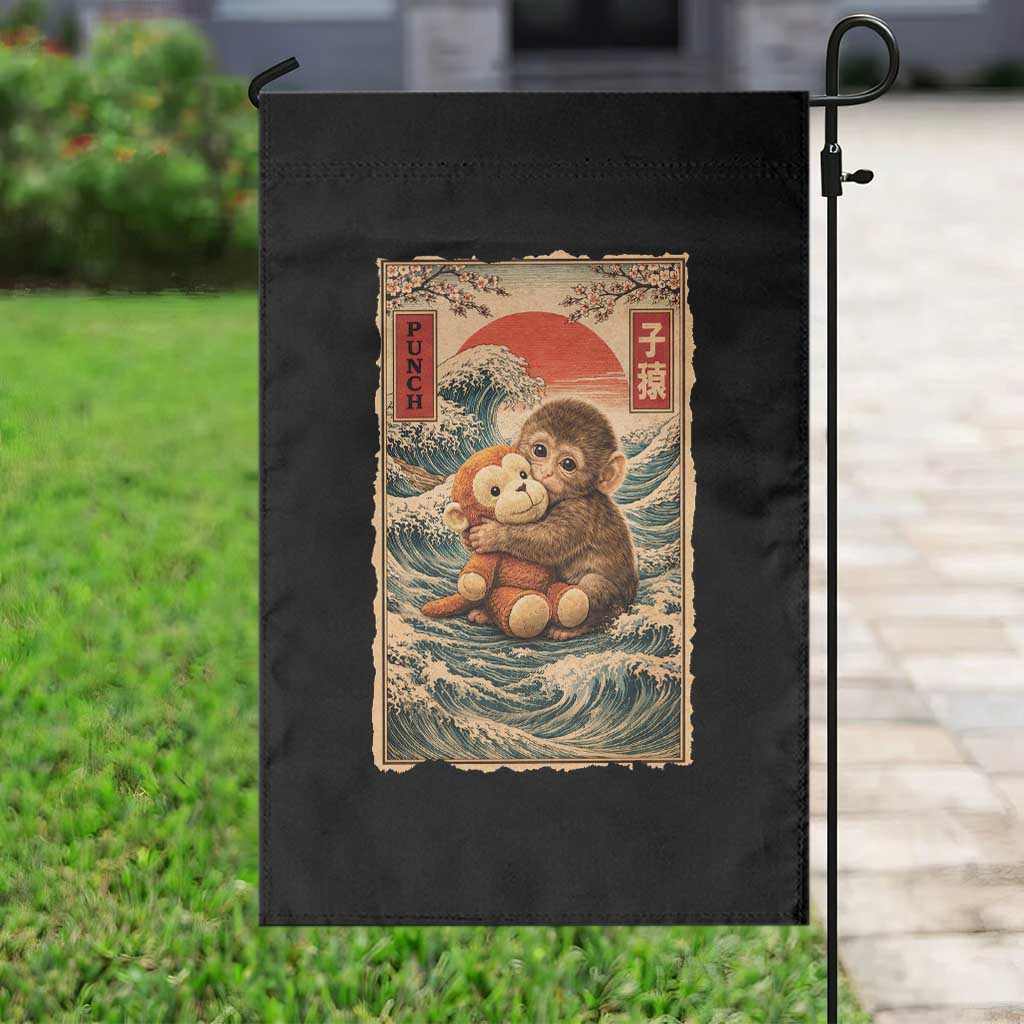 Kawaii Baby Monkey Punch Garden Flag Vintage Japanese Graphic Cute Macaque Ukiyo-e