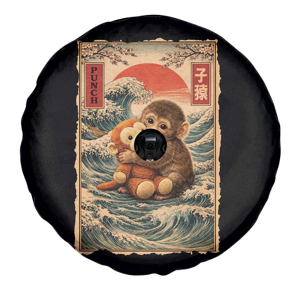 Kawaii Baby Monkey Punch Spare Tire Cover Vintage Japanese Graphic Cute Macaque Ukiyo-e