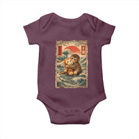 Kawaii Baby Monkey Punch Baby Onesie Vintage Japanese Graphic Cute Macaque Ukiyo-e