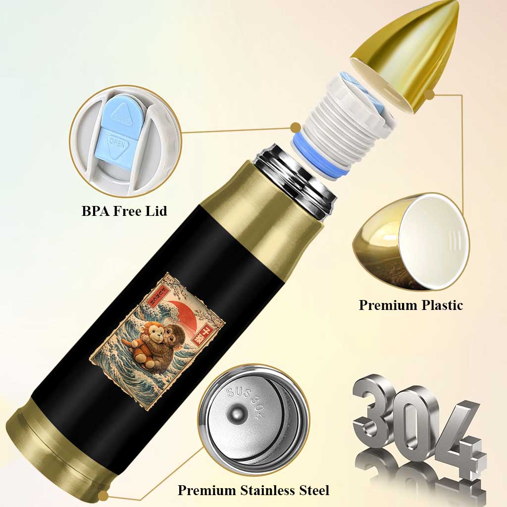 Kawaii Baby Monkey Punch Bullet Tumbler Vintage Japanese Graphic Cute Macaque Ukiyo-e