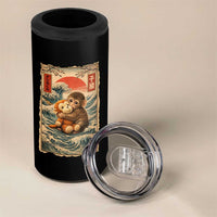 Kawaii Baby Monkey Punch 4 in 1 Can Cooler Tumbler Vintage Japanese Graphic Cute Macaque Ukiyo-e