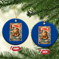 Kawaii Baby Monkey Punch Ceramic Ornament Vintage Japanese Graphic Cute Macaque Ukiyo-e