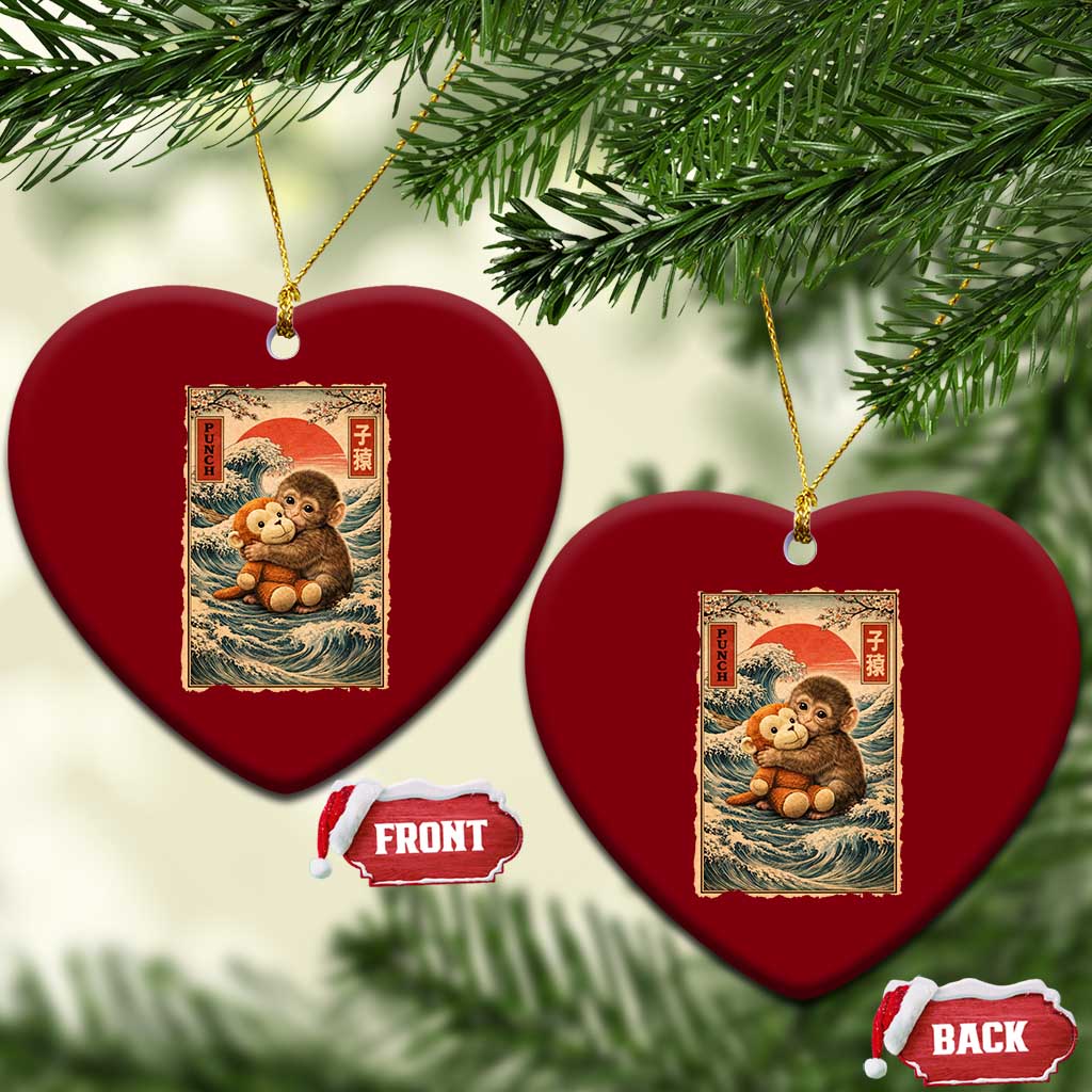 Kawaii Baby Monkey Punch Ceramic Ornament Vintage Japanese Graphic Cute Macaque Ukiyo-e