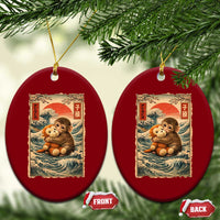 Kawaii Baby Monkey Punch Ceramic Ornament Vintage Japanese Graphic Cute Macaque Ukiyo-e