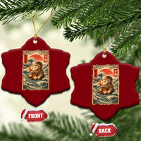Kawaii Baby Monkey Punch Ceramic Ornament Vintage Japanese Graphic Cute Macaque Ukiyo-e