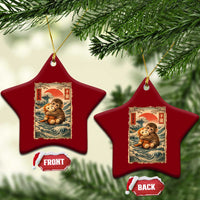 Kawaii Baby Monkey Punch Ceramic Ornament Vintage Japanese Graphic Cute Macaque Ukiyo-e