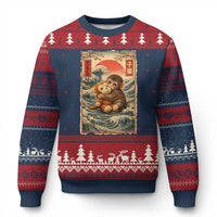 Kawaii Baby Monkey Punch Ugly Christmas Sweater Vintage Japanese Graphic Cute Macaque Ukiyo-e