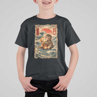 Kawaii Baby Monkey Punch T Shirt For Kid Vintage Japanese Graphic Cute Macaque Ukiyo-e