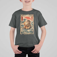 Kawaii Baby Monkey Punch T Shirt For Kid Vintage Japanese Graphic Cute Macaque Ukiyo-e