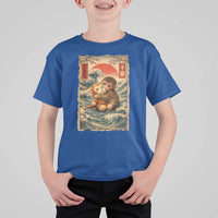 Kawaii Baby Monkey Punch T Shirt For Kid Vintage Japanese Graphic Cute Macaque Ukiyo-e