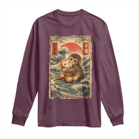 Kawaii Baby Monkey Punch Long Sleeve Shirt Vintage Japanese Graphic Cute Macaque Ukiyo-e